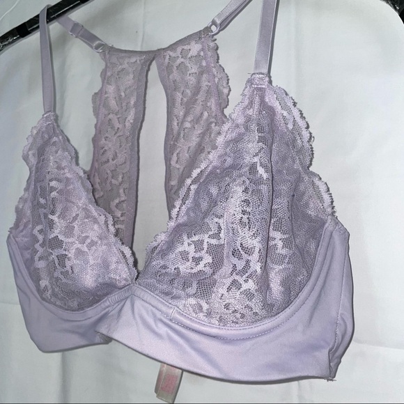 Victoria’s Secret Pink Bralette Lightly Lined Underwire Lace V-Neck Plunge Bra - Picture 3 of 9